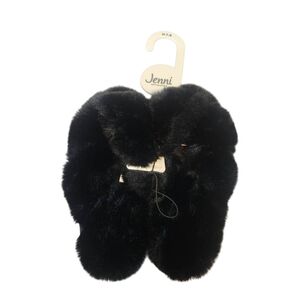 Jenni Plush Black Slippers Size Medium